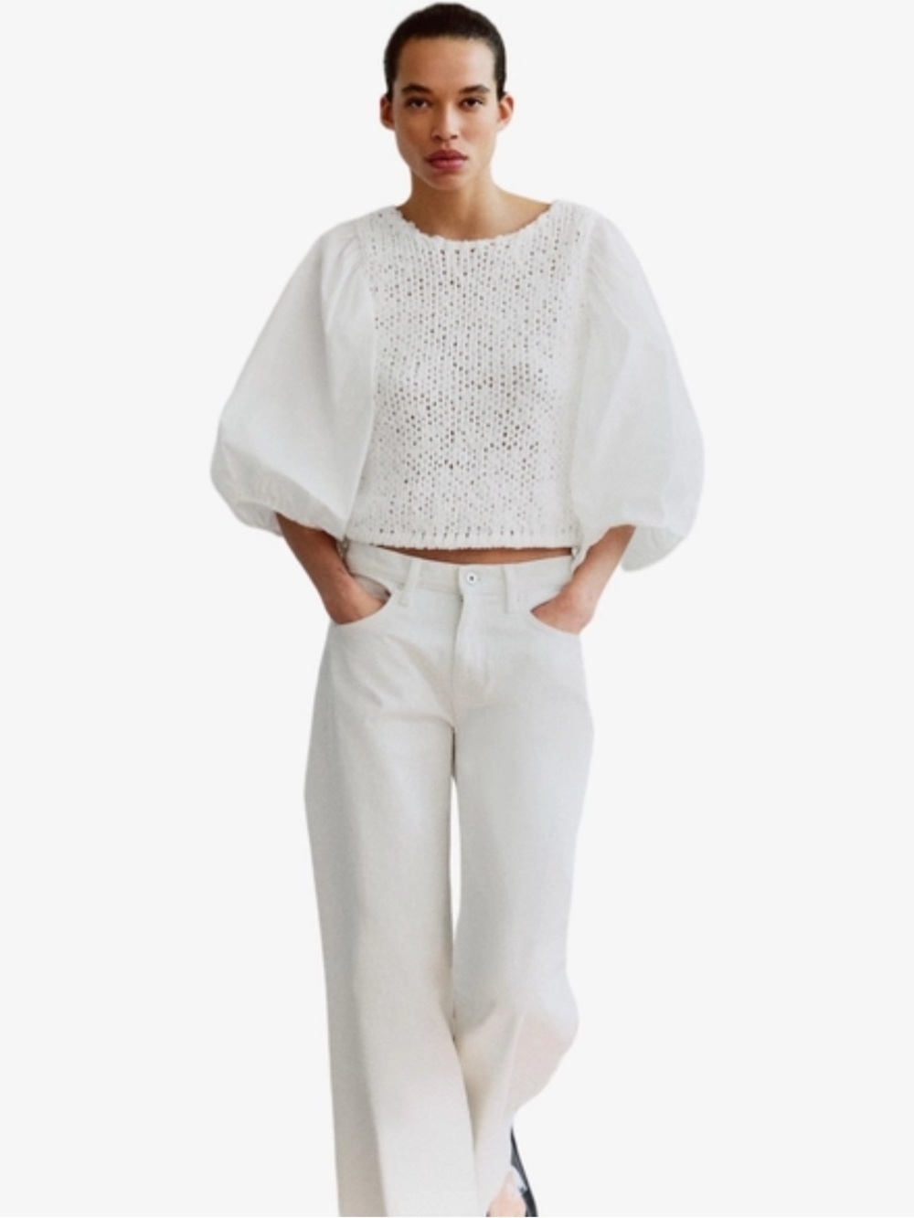 Zara Small Combination Knit Blouse